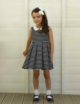 Breton Striped Contrast Collar Jersey Dress