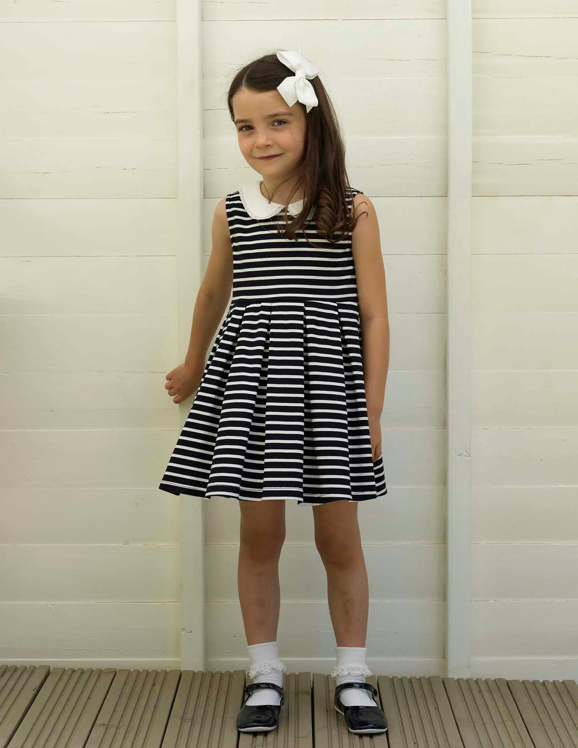 Breton Striped Contrast Collar Jersey Dress