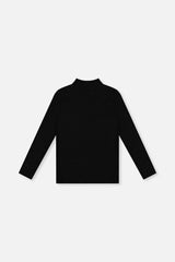 Brushed Rib Mock Neck Top Black