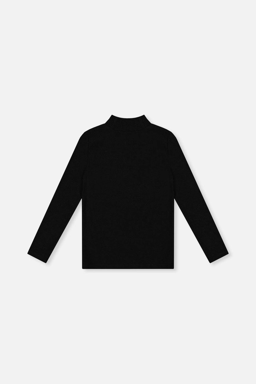 Brushed Rib Mock Neck Top Black