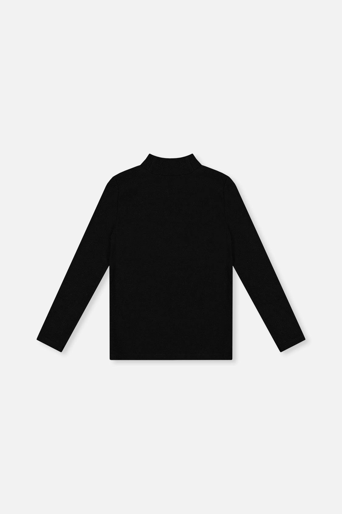 Brushed Rib Mock Neck Top Black