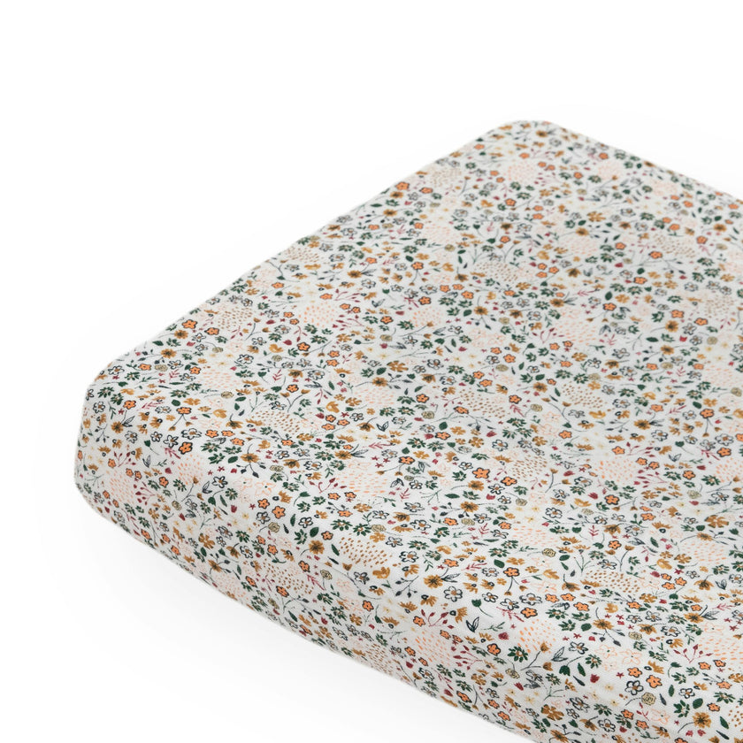 Cotton Muslin Changing Pad Cover - Pressed Petals