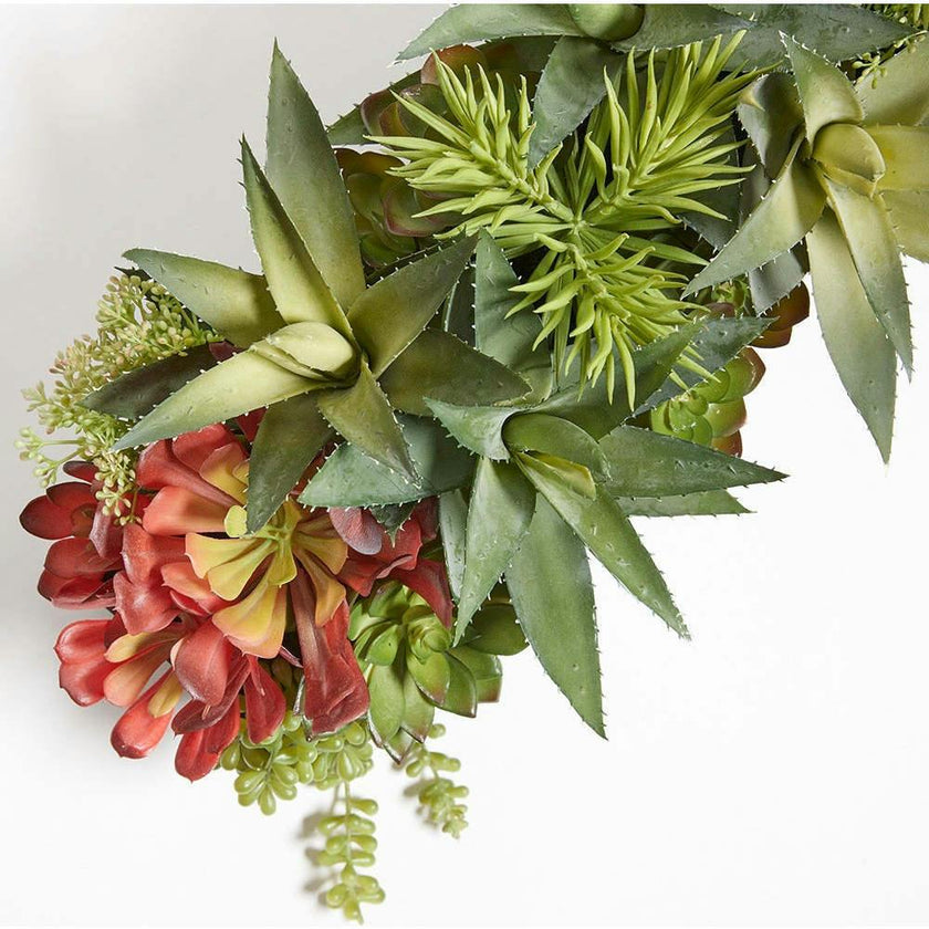 Rectangular Artificial Succulent Arrangement, Natural Planter