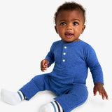 Baby heathered henley romper
