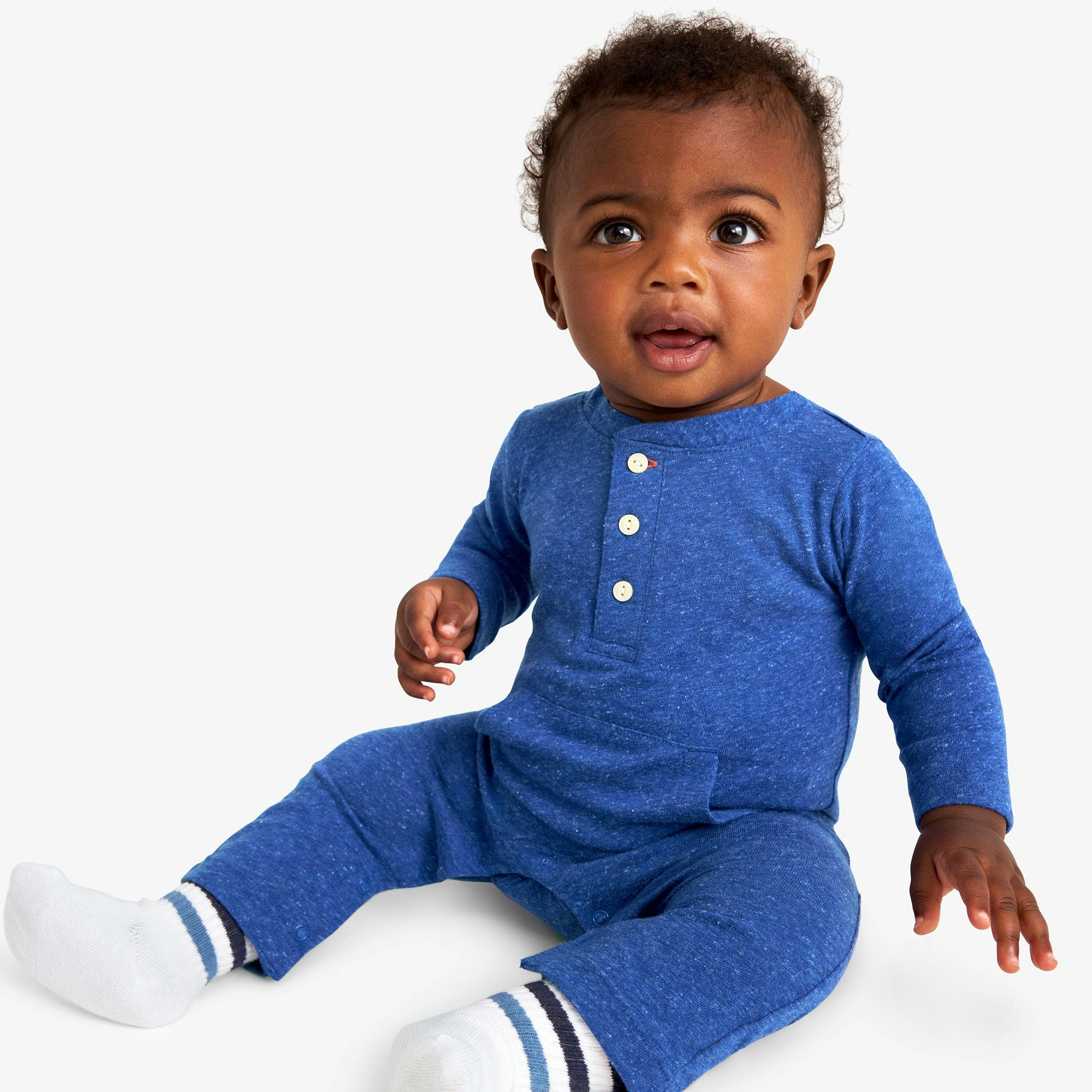 Baby heathered henley romper