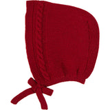 Cable Detail Knitted Bonnet In Red (S-L)