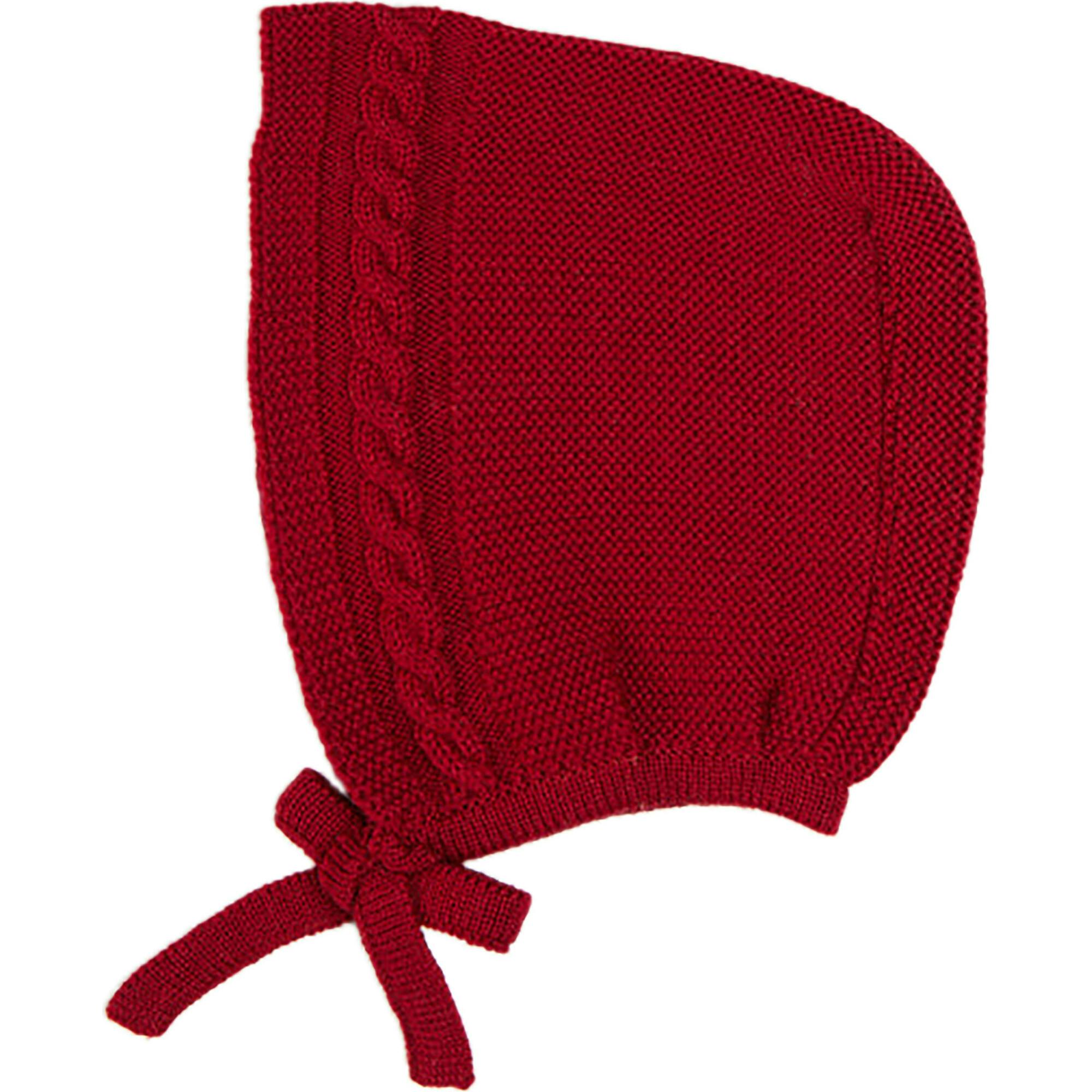 Cable Detail Knitted Bonnet In Red (S-L)
