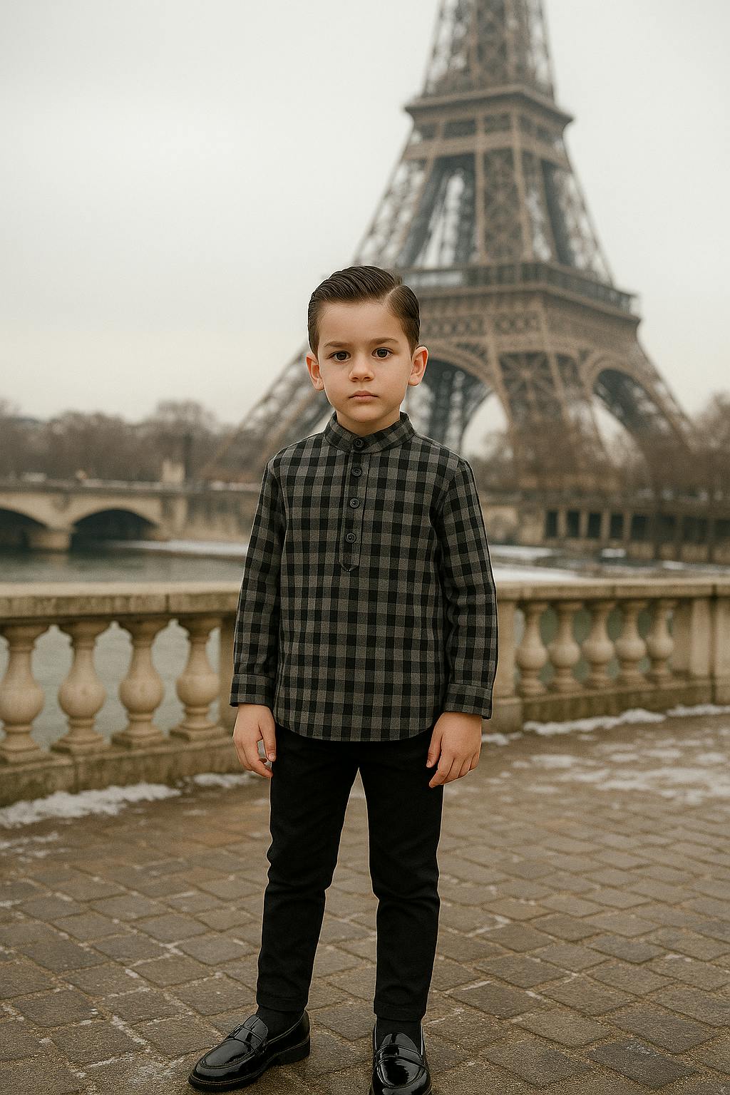 Plaid Collar Boys Shirt