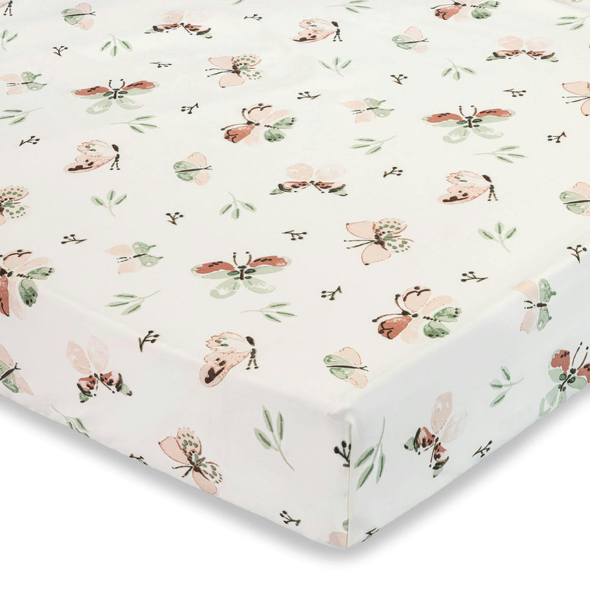 Parker Butterfly Cotton Fitted Crib Sheet