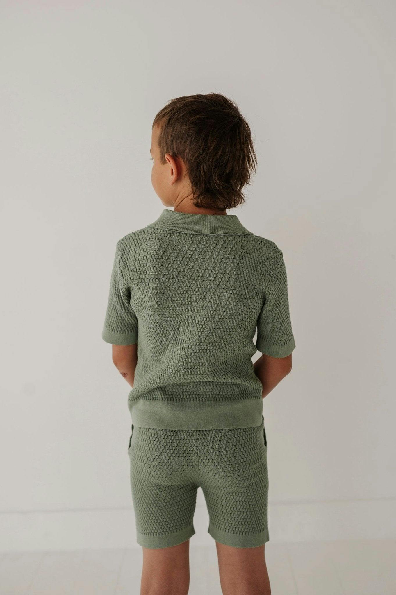Boys Knit Shorts in Aloe