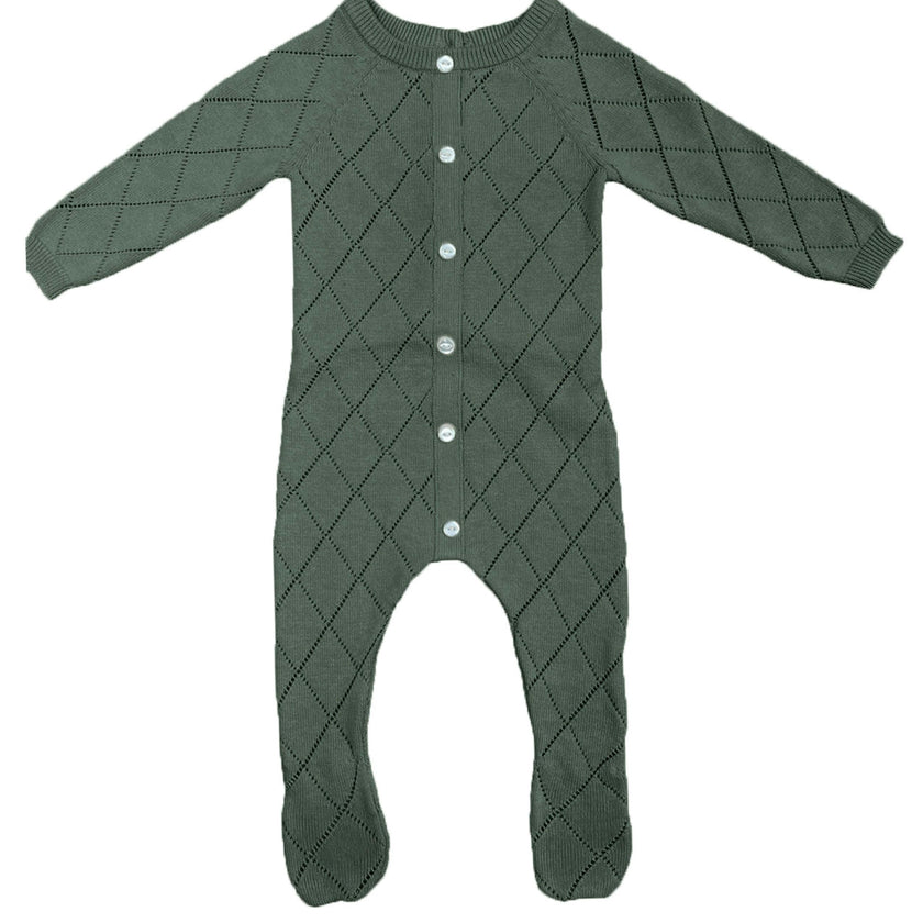 Diamond Pointelle Long Sleeve Footie