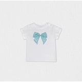 Cora Baby T-shirt Short Sleeve, White Aqua Tulle