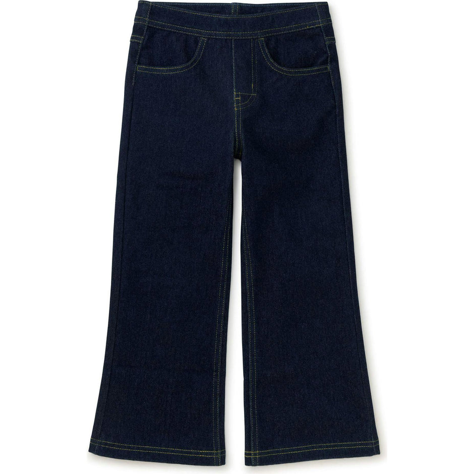 Denim-Like Flare Pants, Blue