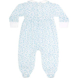 Blue Cheetah Print Smocked Footie