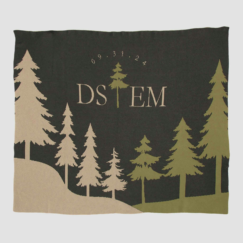 Custom Personalized Sustainable Knit Throw Blanket Winter Holiday Gift | Wedding - Pine