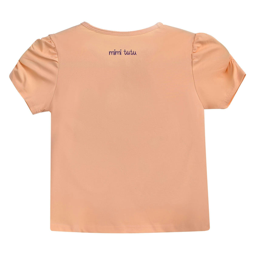 Peach Peacock Applique T-Shirt