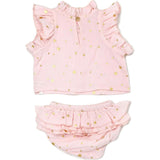 Mini Gold Stars Gauze Lola Top Ruffle Tushie Set