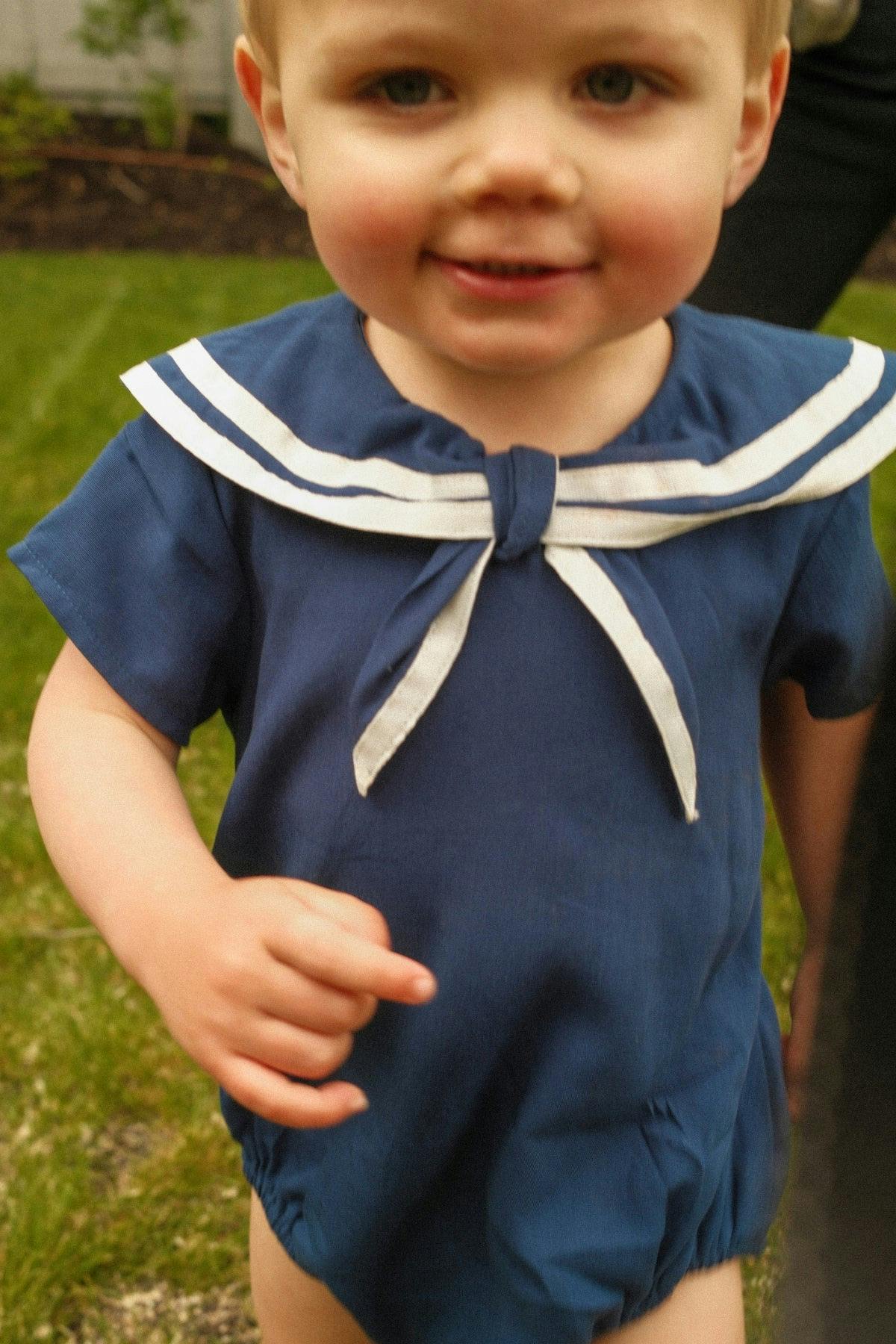 Baby Sailor Romper in Navy