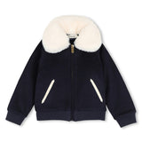 Navy Faux Fur Collar Jacket