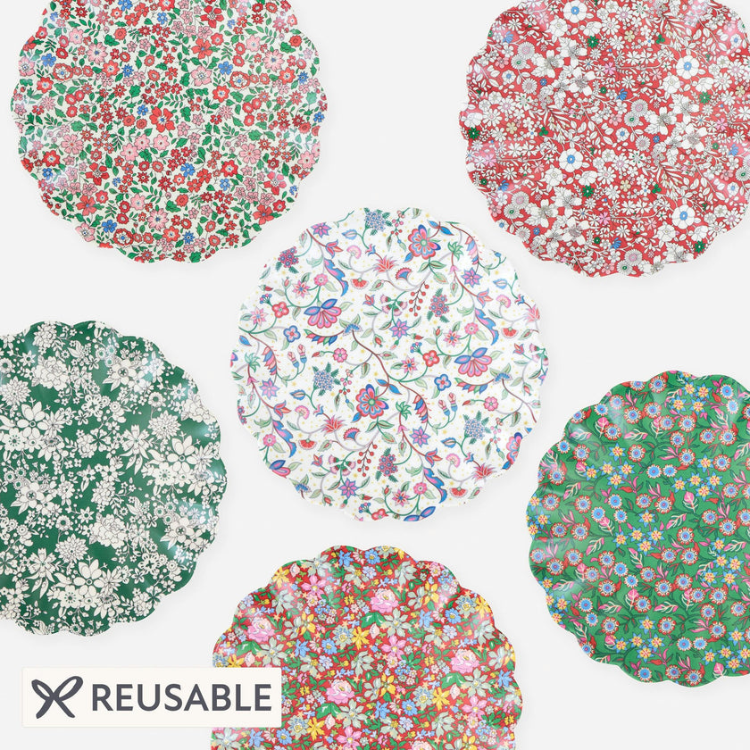Meri Meri x Liberty Red & Green Reusable Small Plates