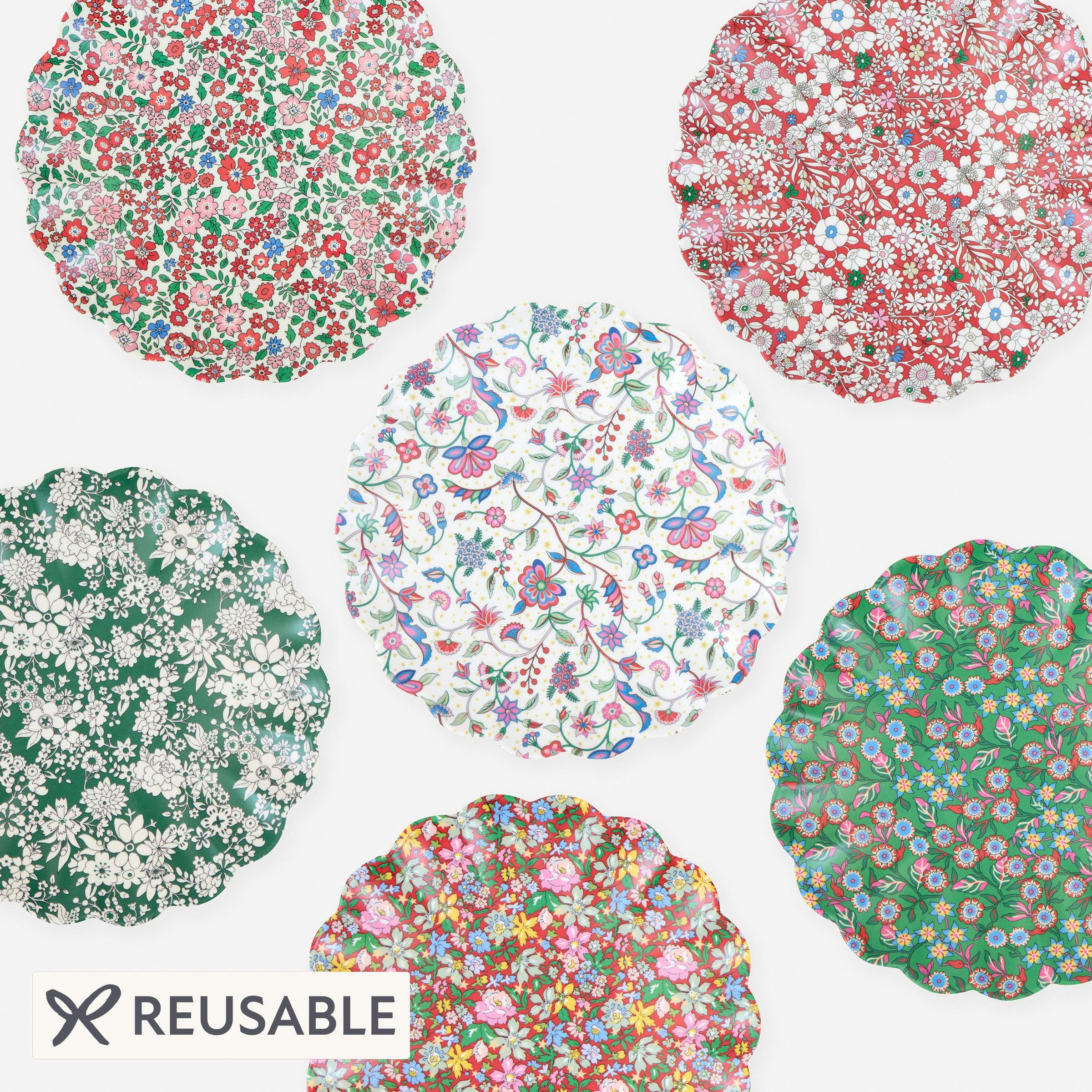 Meri Meri x Liberty Red & Green Reusable Small Plates