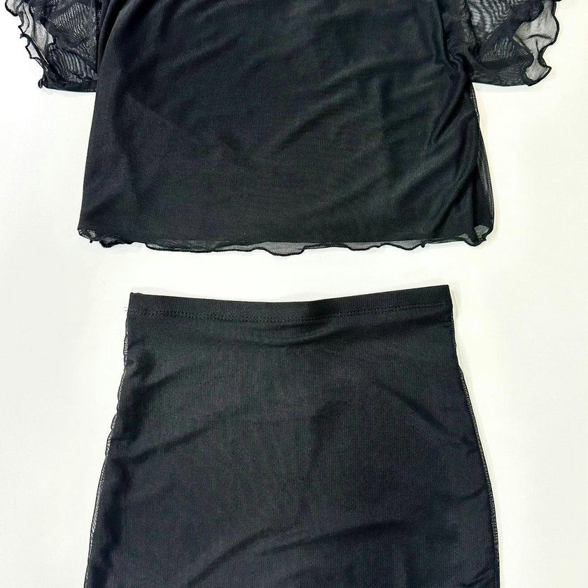 Girls 2 Piece Mesh Skirt Set