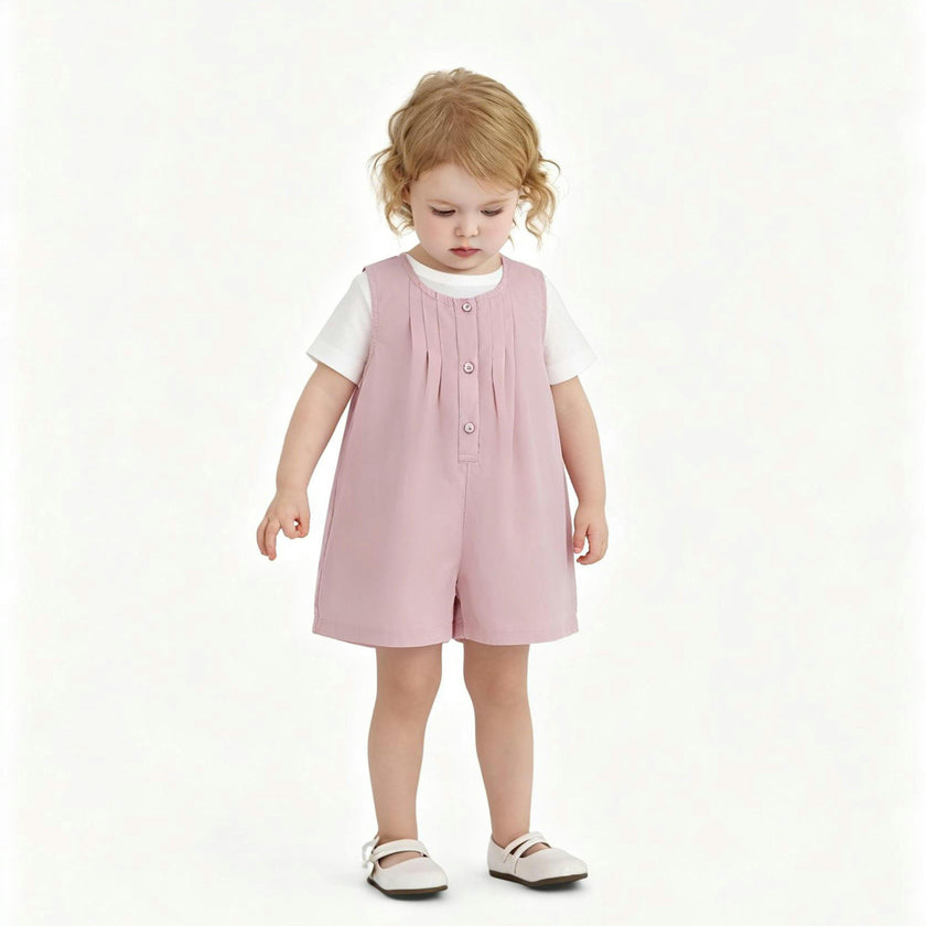 Pink Button Romper Set