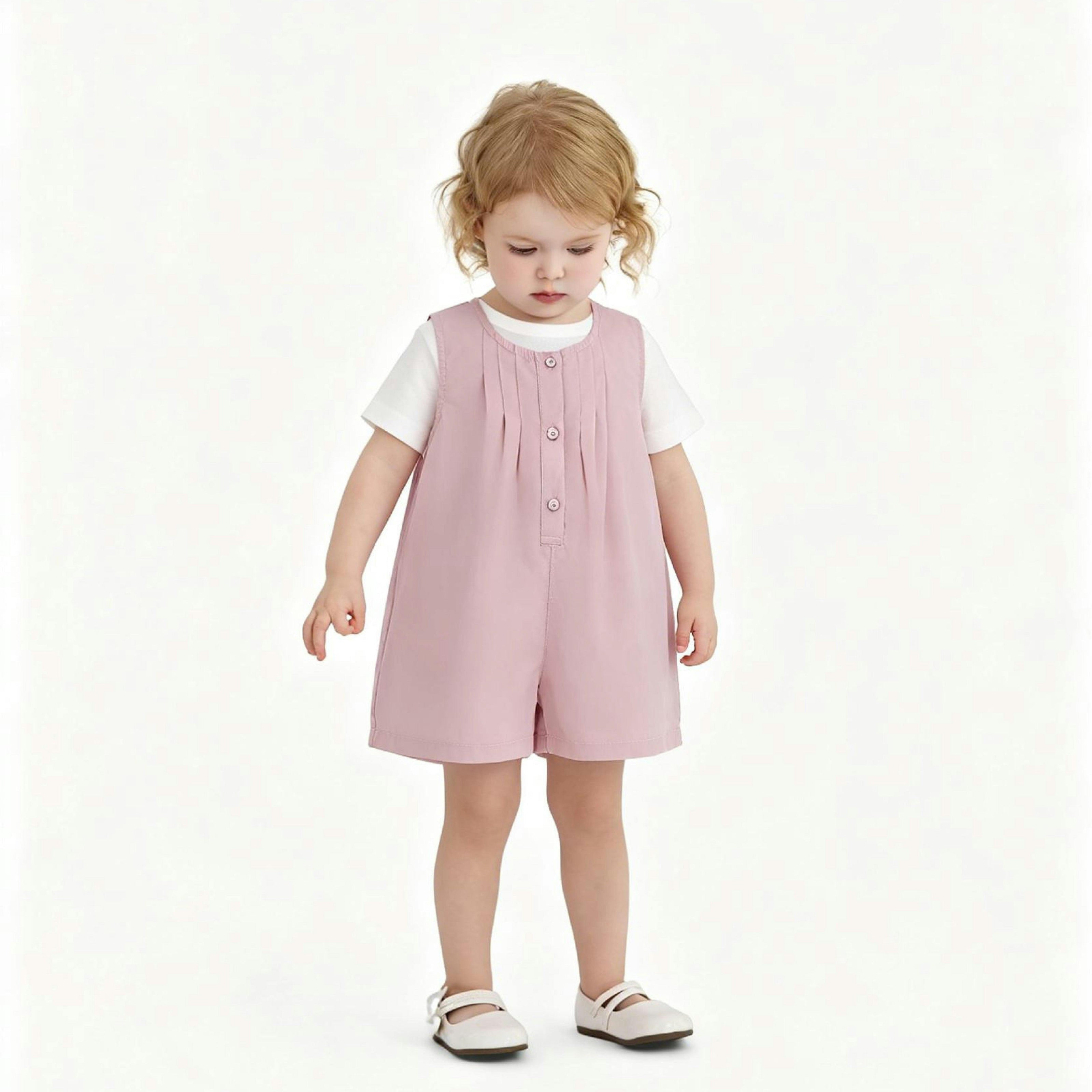 Pink Button Romper Set