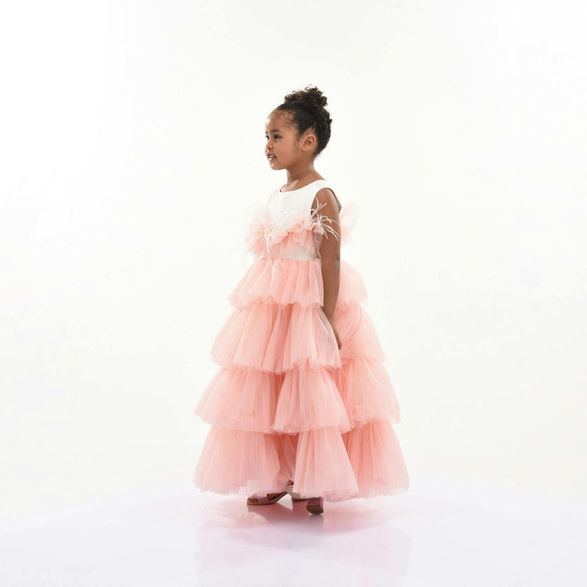 Pink Madera Tiered Tulle Dress