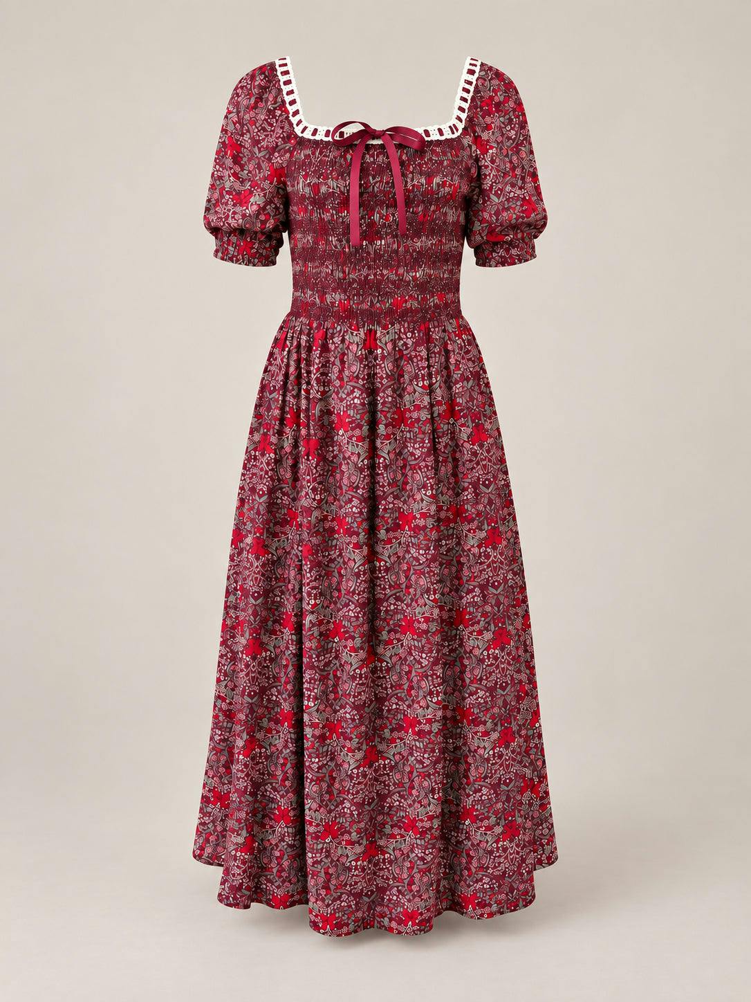 Sunday Best Dress in Garnet Ribboned Garden