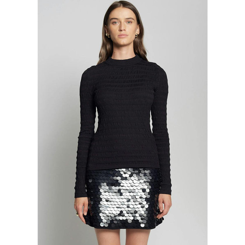MYA MINI SKIRT | BLACK W/ BLACK SEQUINS