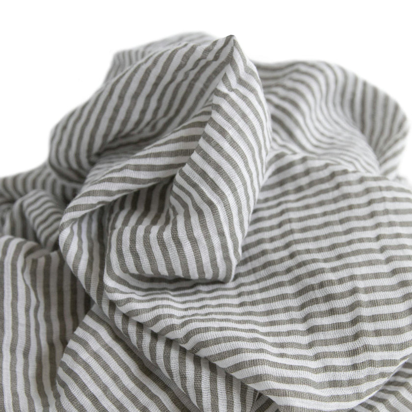 Cotton Muslin Swaddle Blanket - Grey Stripe