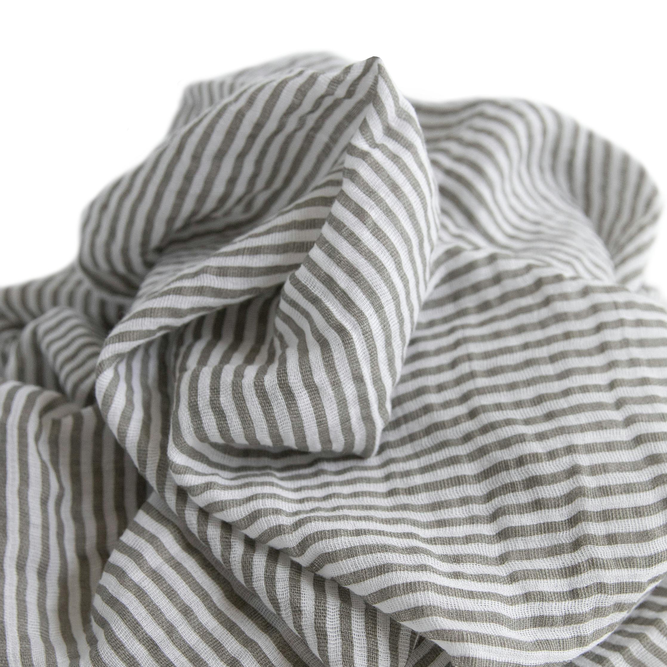 Cotton Muslin Swaddle Blanket - Grey Stripe