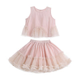 Pink Tulle Ruffle Skirt Set