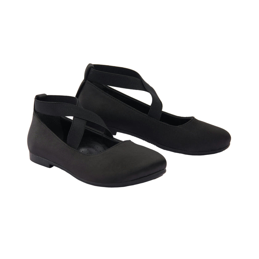Black Satin Ballerina Flats