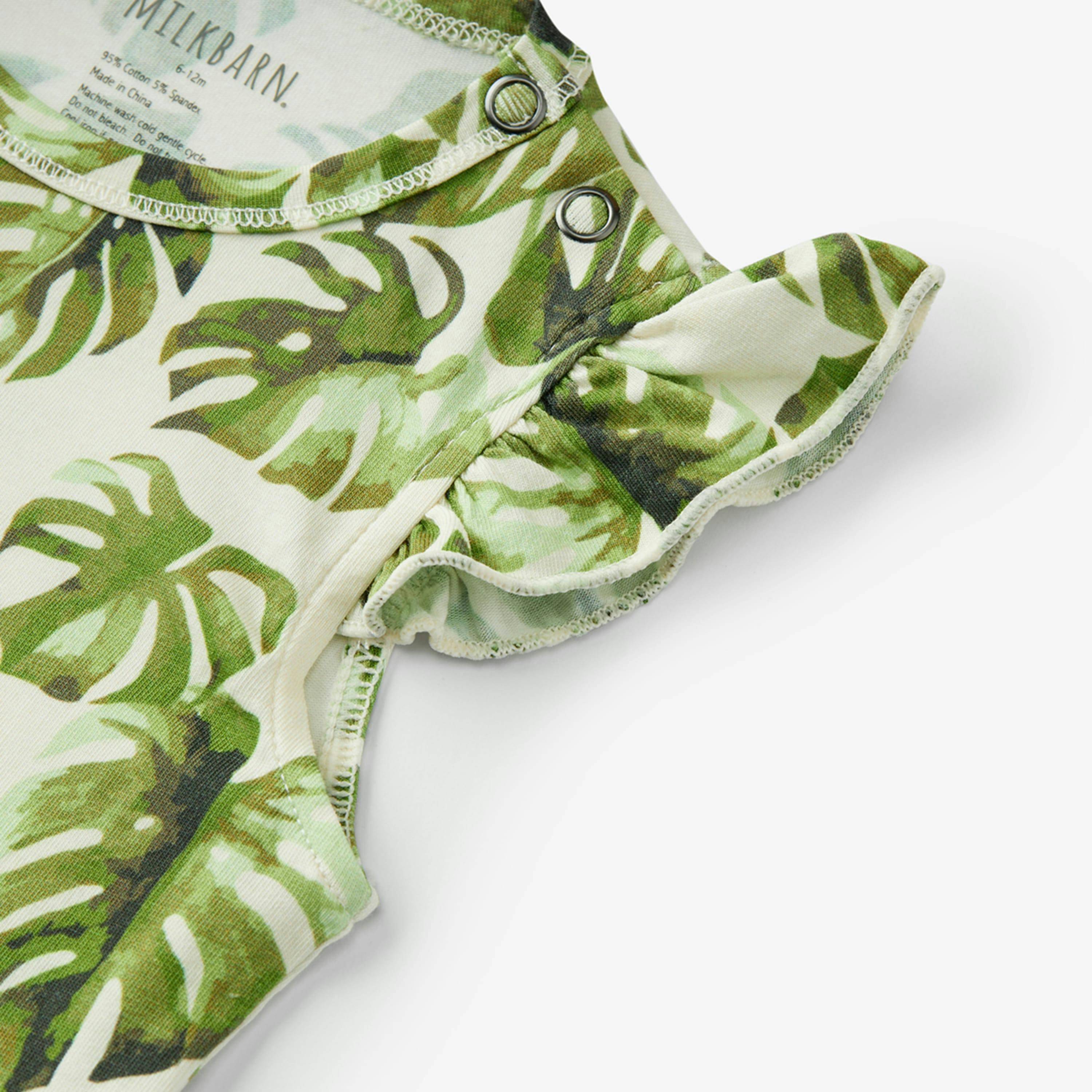Island Leaf Cotton Stretch Ruffle One Piece