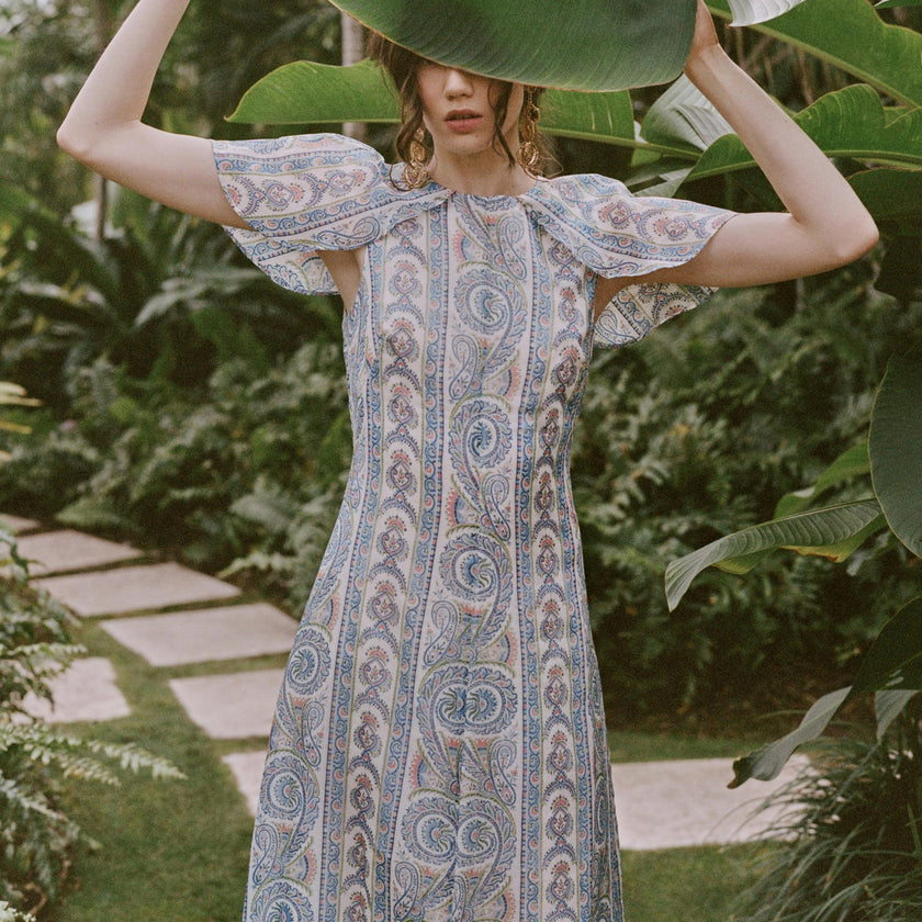 The Davina Dress - Blue Corsica Paisley