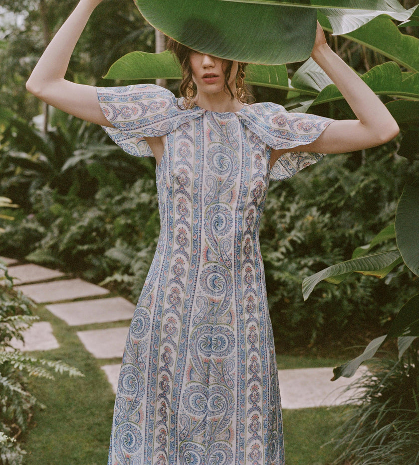 The Davina Dress - Blue Corsica Paisley