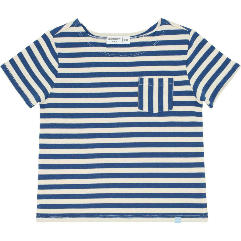 Unisex Stripe Short Sleeve Boat Neck Tee