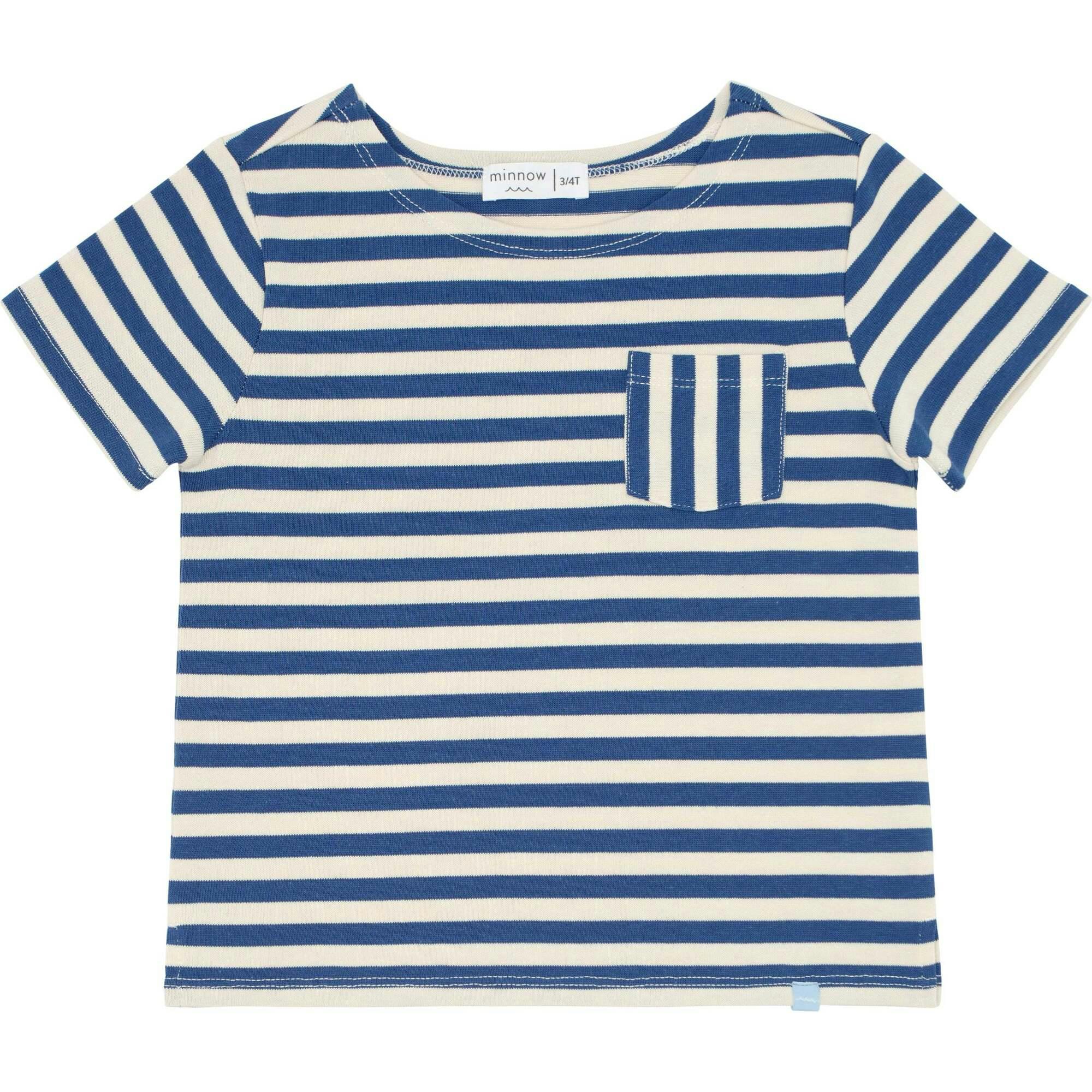Unisex Stripe Short Sleeve Boat Neck Tee
