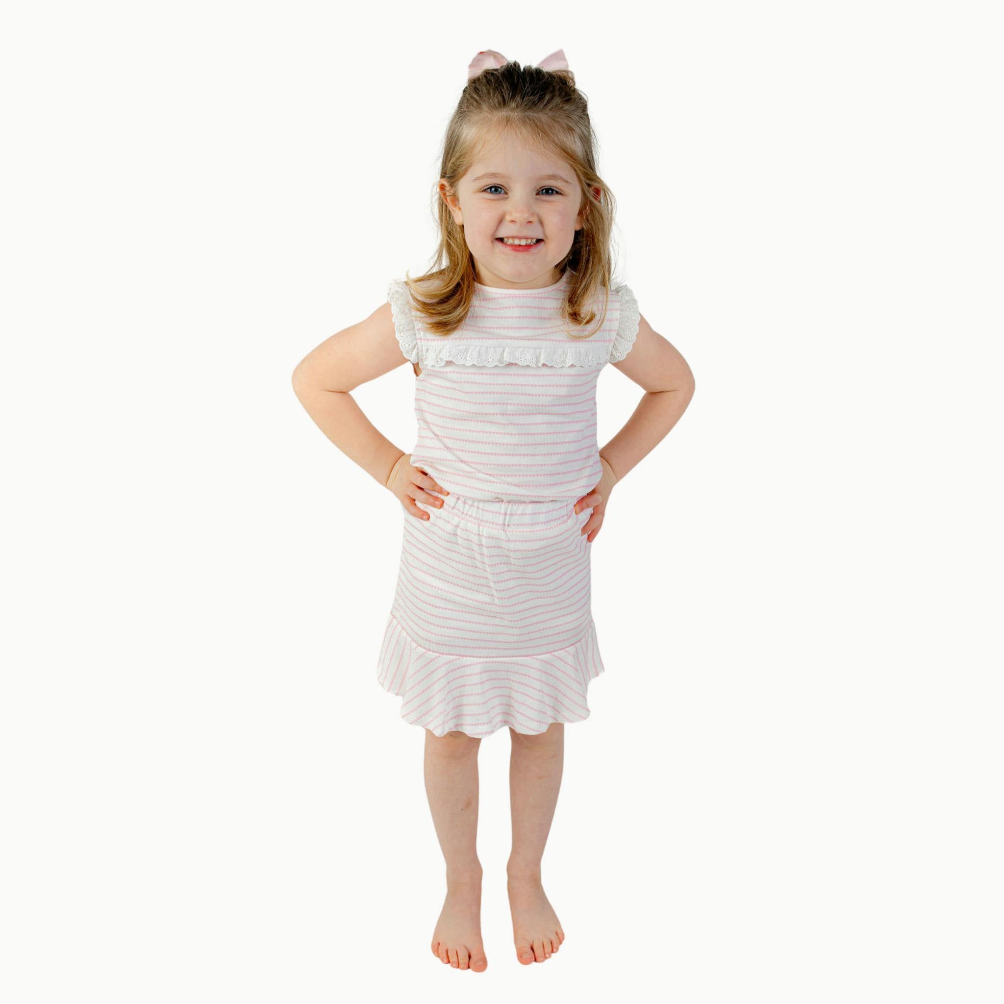 Eyelet Lace Tank in Pink Heart Stripe
