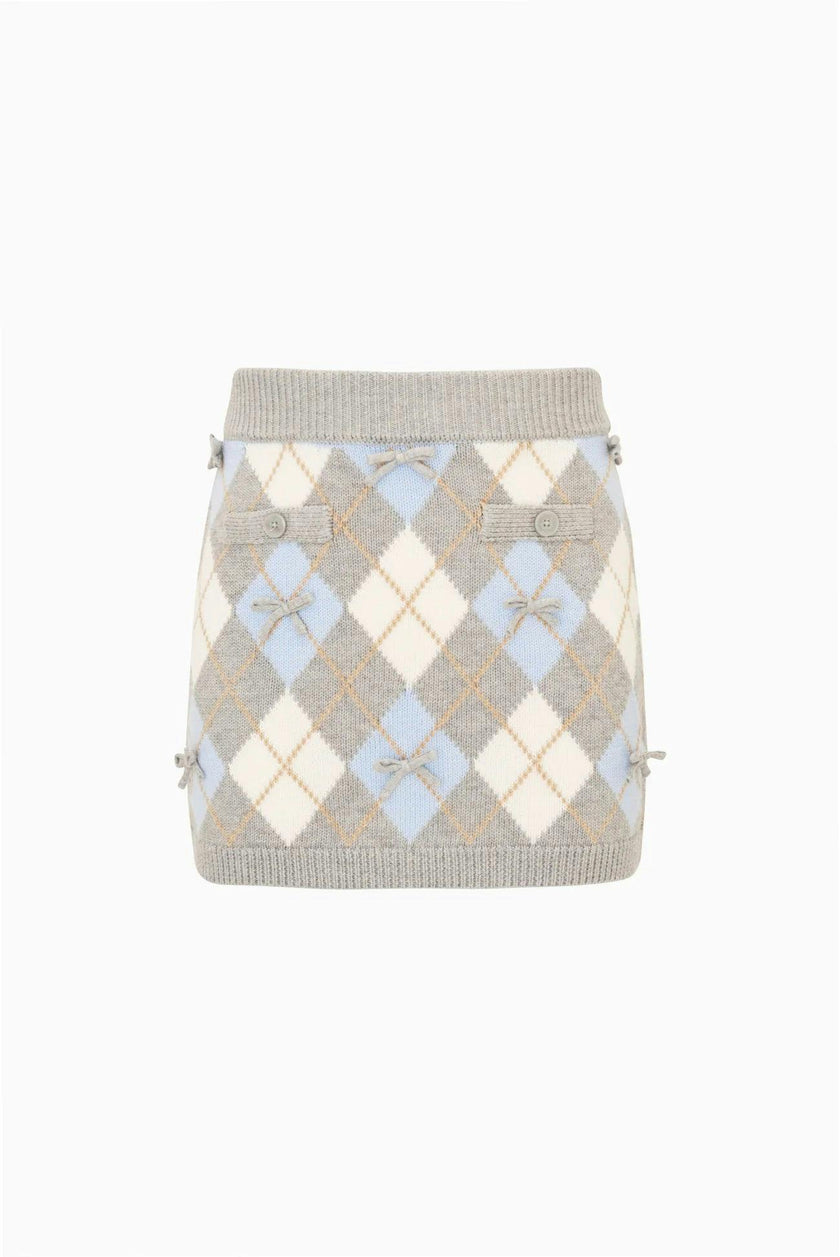 Karie Tween Argyle Skirt, Snow Angel