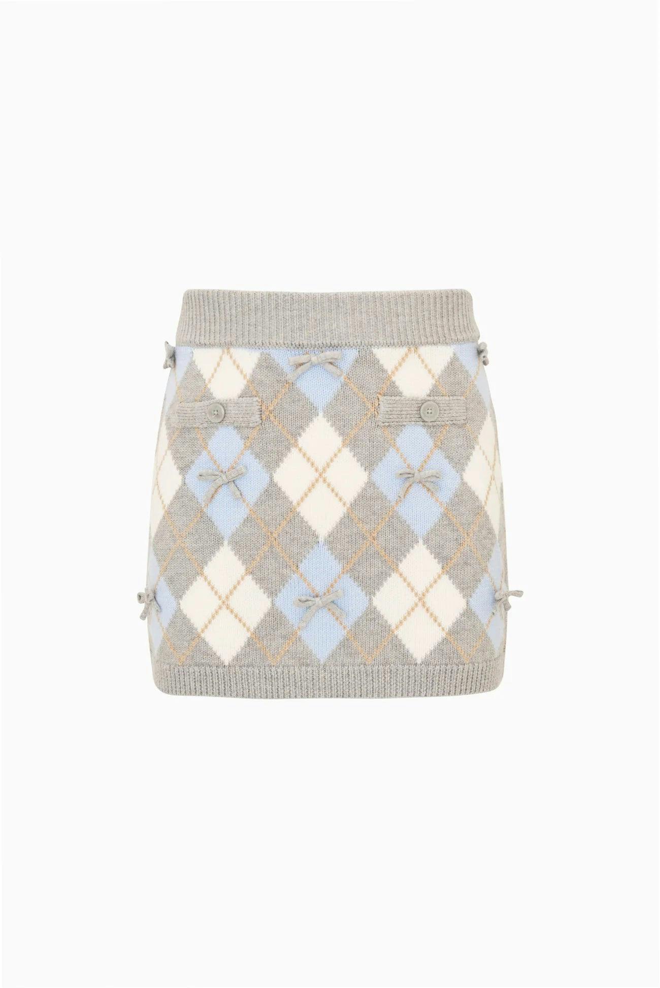 Karie Tween Argyle Skirt, Snow Angel