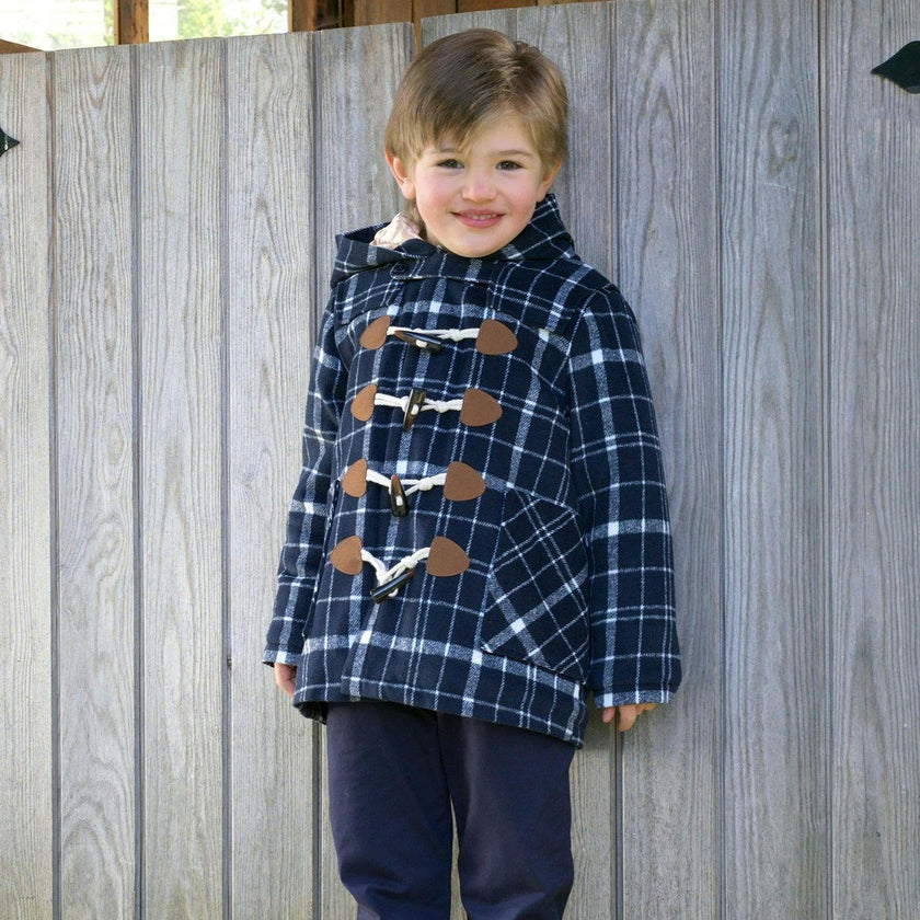 Navy Check Duffle Coat