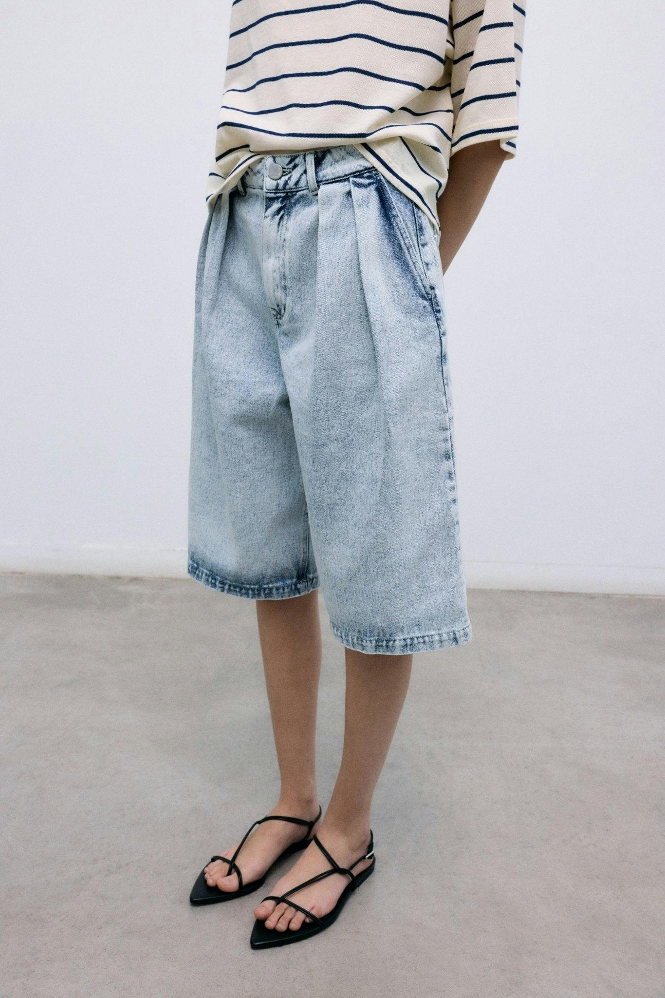 TNS Denim Woman Bermuda Bleach Denim