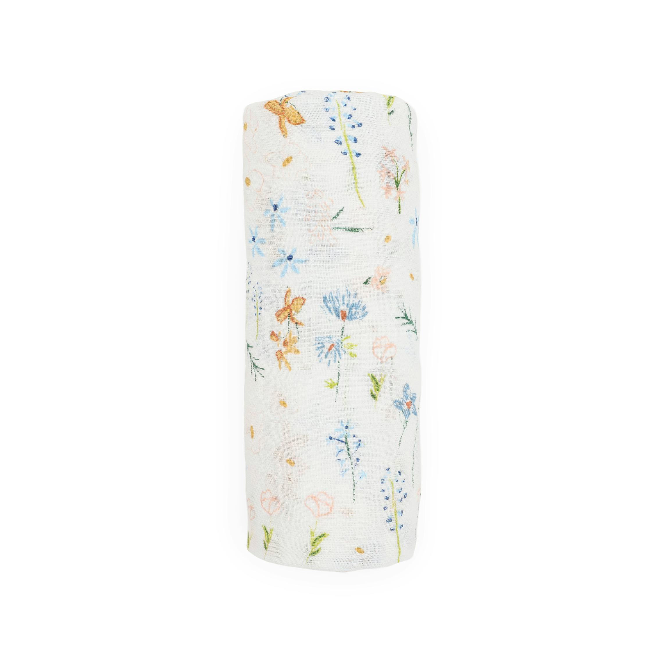 Cotton Muslin Swaddle Blanket - Pastel Petals