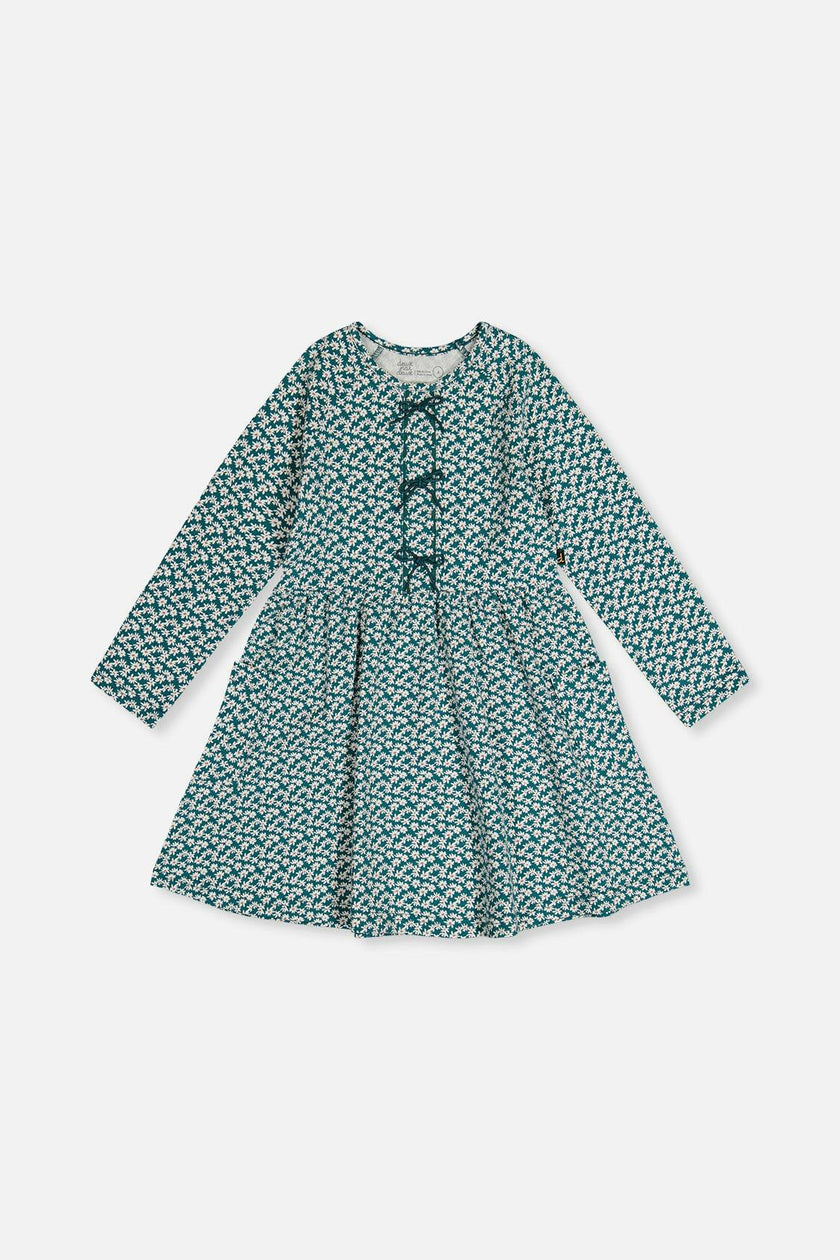 Organic Cotton Dress With Pockets Green Floral Print