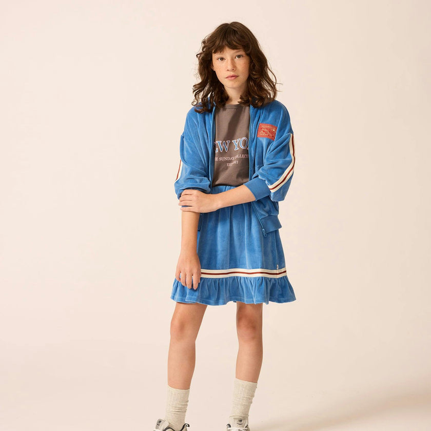 Velour Track Jacket in Blue Note