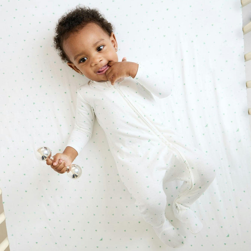 Marley Zip Pajama, Seafoam Hearts
