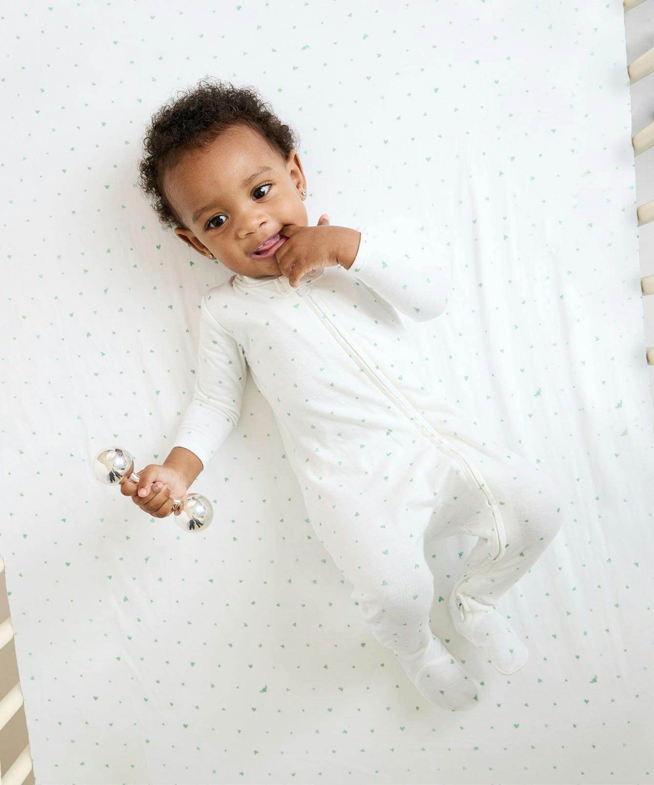 Marley Zip Pajama, Seafoam Hearts